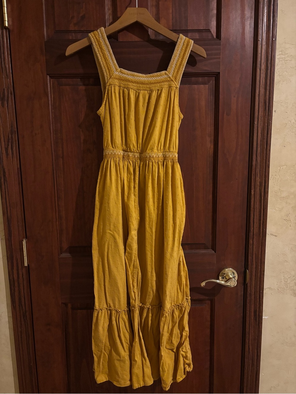 Old Navy Mustard Yellow Sleeveless Maxi Dress with Smocked Waist